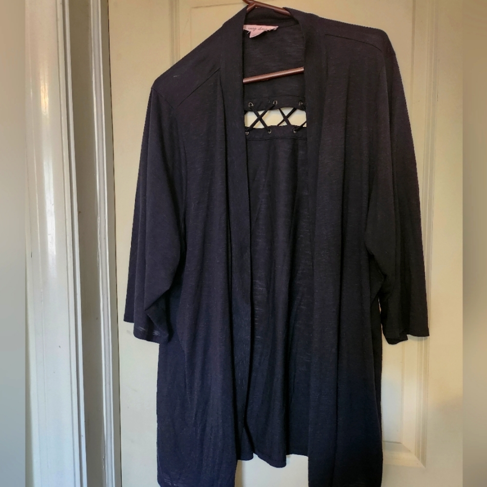 In Every Story... Women's Plus Size Black Cascade Open Cardigan 5X